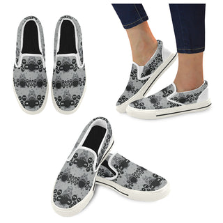 Totoro Pattern White Women's Slip-on Canvas Shoes/Large Size (Model 019) - TeeAmazing