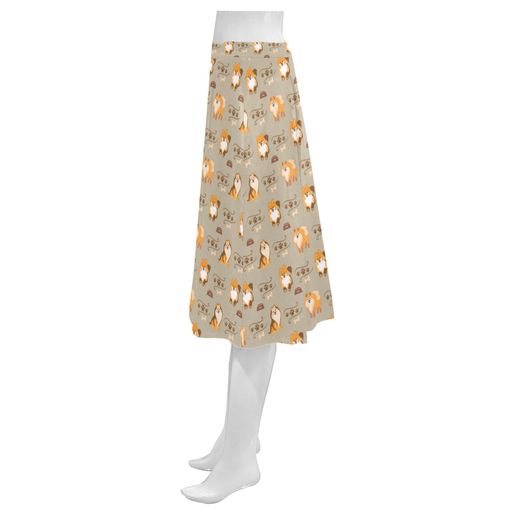 Pomeranian Pattern Mnemosyne Women's Crepe Skirt - TeeAmazing