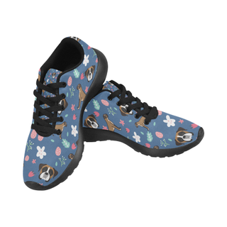 Boxer Flower Black Women’s Running Shoes (Model 020) - TeeAmazing