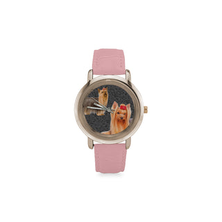 Yorkie Lover Women's Rose Gold Leather Strap Watch - TeeAmazing