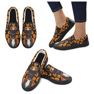 French Bulldog Halloweeen Black Women's Slip-on Canvas Shoes - TeeAmazing