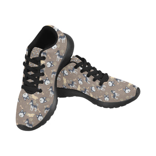 Siberian Husky Pattern Black Sneakers for Women - TeeAmazing