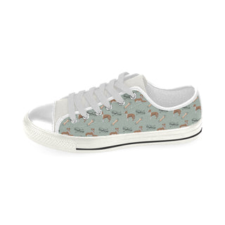 Greyhound Pattern White Low Top Canvas Shoes for Kid - TeeAmazing