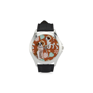 St. Bernard Flower Women's Classic Leather Strap Watch - TeeAmazing