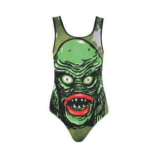 Creature on black lagoon Vest One Piece Swimsuit - TeeAmazing