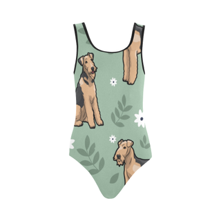 Airedale Terrier Flower Vest One Piece Swimsuit (Model S04) - TeeAmazing