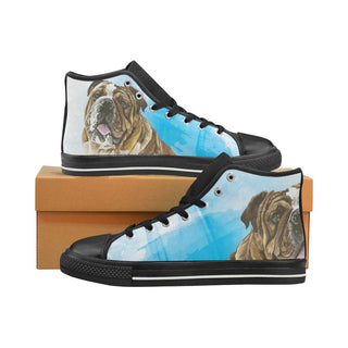 English Bulldog Water Colour No.1Black High Top Canvas Women's Shoes/Large Size - TeeAmazing
