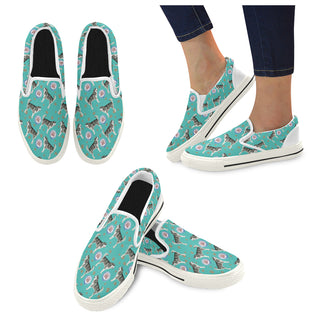 Alaskan Malamute Water Colour Pattern No.1 White Women's Slip-on Canvas Shoes/Large Size (Model 019) - TeeAmazing