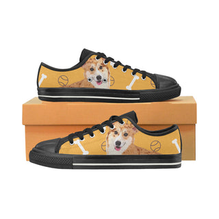 Corgi Black Women's Classic Canvas Shoes - TeeAmazing