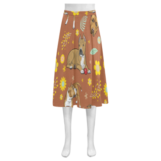 American Staffordshire Terrier Flower Mnemosyne Women's Crepe Skirt (Model D16) - TeeAmazing