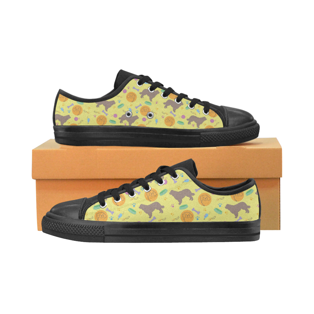 Newfoundland Pattern Black Low Top Canvas Shoes for Kid - TeeAmazing