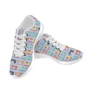 Sewing Machine Pattern White Sneakers for Men - TeeAmazing