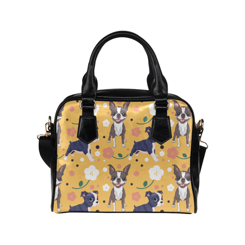 Boston Terrier Flower Shoulder Handbag - TeeAmazing