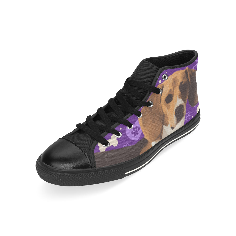 Beagle Black High Top Canvas Shoes for Kid - TeeAmazing