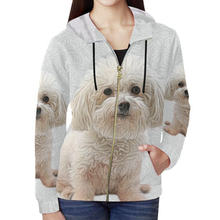 Bichon Frise Lover All Over Print Full Zip Hoodie for Women - TeeAmazing
