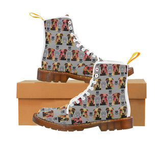 Pit Bull Pop Art Pattern No.1 White Boots For Men - TeeAmazing