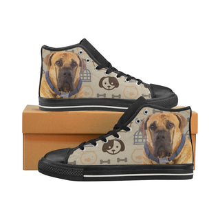 English Mastiff Dog Black High Top Canvas Shoes for Kid - TeeAmazing
