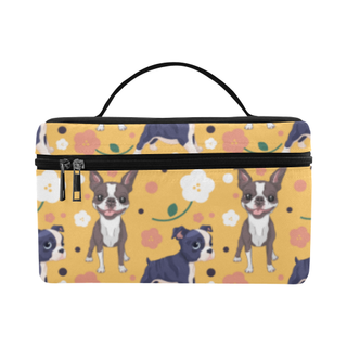 Boston Terrier Flower Cosmetic Bag/Large - TeeAmazing