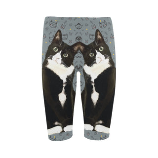 Tuxedo Cat Hestia Cropped Leggings (Model L03) - TeeAmazing