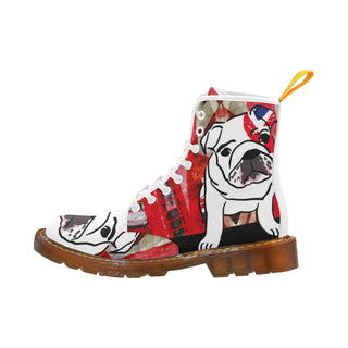English Bulldog White Boots For Women - TeeAmazing