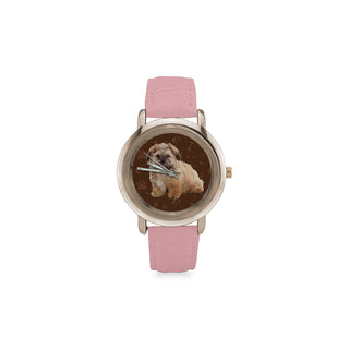 Shih-poo Dog Women's Rose Gold Leather Strap Watch - TeeAmazing
