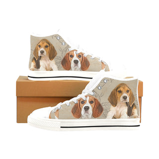 Beagle Lover White Men’s Classic High Top Canvas Shoes /Large Size - TeeAmazing