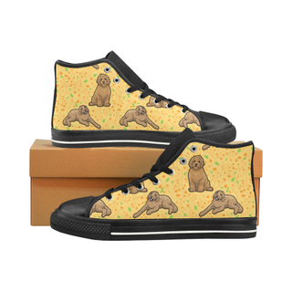 Australian Goldendoodle Flower Black Men’s Classic High Top Canvas Shoes /Large Size - TeeAmazing