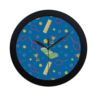 Tennis Pattern Black Circular Plastic Wall clock - TeeAmazing