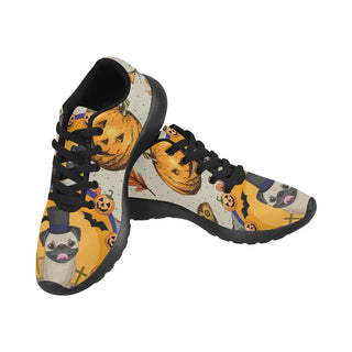Pug Halloween Black Sneakers for Women - TeeAmazing