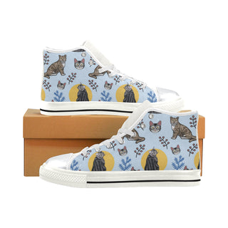 American Shorthair White High Top Canvas Shoes for Kid - TeeAmazing