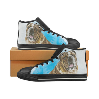 English Bulldog Water Colour No.1 Black Men’s Classic High Top Canvas Shoes - TeeAmazing