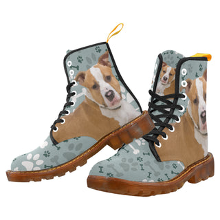 American Staffordshire Terrier Black Boots For Men - TeeAmazing