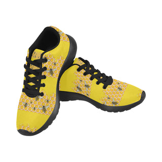 Bee Pattern Black Sneakers for Women - TeeAmazing
