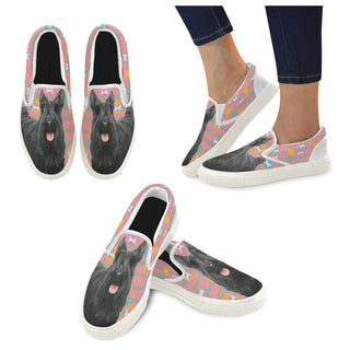 Cute Scottish Terrier White Women's Slip-on Canvas Shoes - TeeAmazing