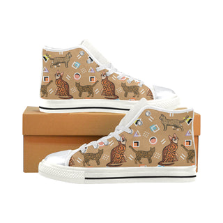 Bengal Cat White High Top Canvas Shoes for Kid - TeeAmazing
