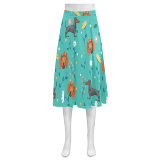 Dachshund Flower Mnemosyne Women's Crepe Skirt (Model D16) - TeeAmazing