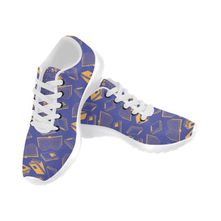 Book Pattern White Sneakers for Men - TeeAmazing