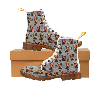 Pit Bull Pop Art Pattern No.1 White Boots For Women - TeeAmazing