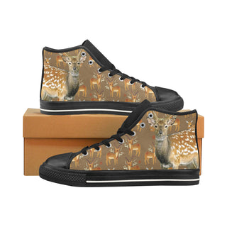 Deer Black Men’s Classic High Top Canvas Shoes /Large Size - TeeAmazing