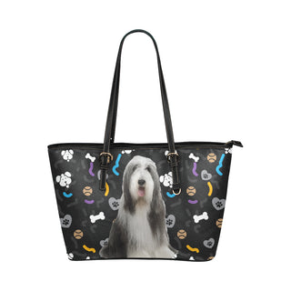 Bearded Collie Dog Leather Tote Bag/Small - TeeAmazing