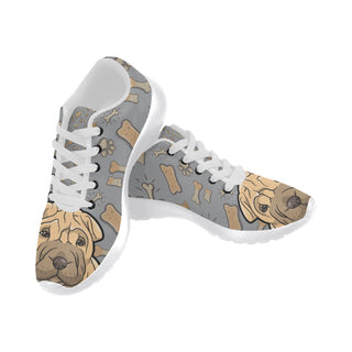 Shar Pei Dog White Sneakers for Women - TeeAmazing