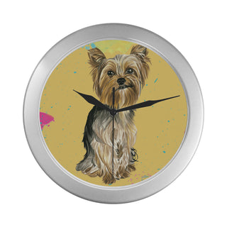 Yorkshire Terrier Water Colour No.1 Silver Color Wall Clock - TeeAmazing