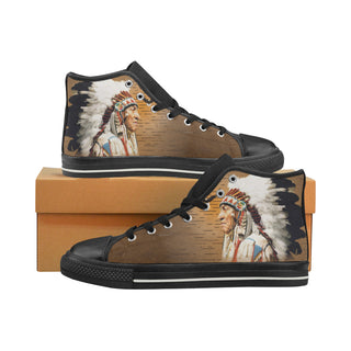 Native American Black Men’s Classic High Top Canvas Shoes - TeeAmazing