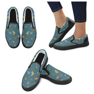 Skiing Pattern Black Women's Slip-on Canvas Shoes - TeeAmazing