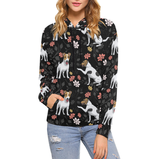 Jack Russell Terrier Flower All Over Print Hoodie for Women (USA Size) (Model H13) - TeeAmazing