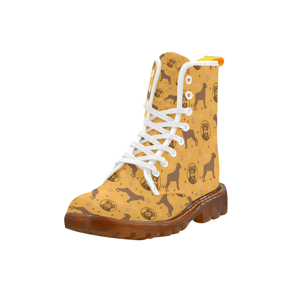 Rottweiler Pattern White Boots For Men - TeeAmazing