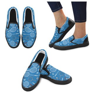 Badminton Pattern Black Women's Slip-on Canvas Shoes - TeeAmazing
