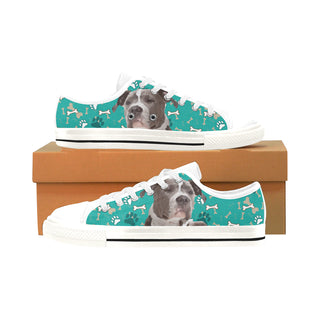 Staffordshire Bull Terrier White Men's Classic Canvas Shoes/Large Size - TeeAmazing