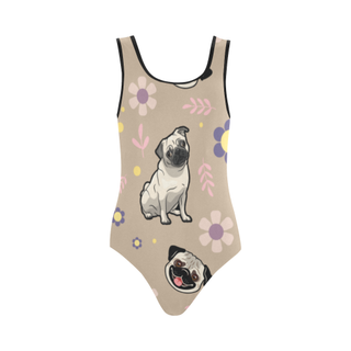 Pug Flower Vest One Piece Swimsuit (Model S04) - TeeAmazing