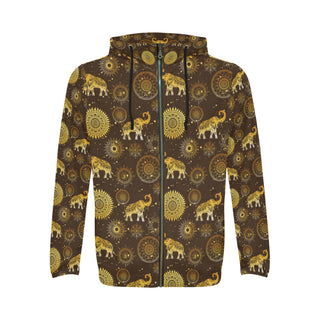 Elephant and Mandalas All Over Print Full Zip Hoodie for Men - TeeAmazing